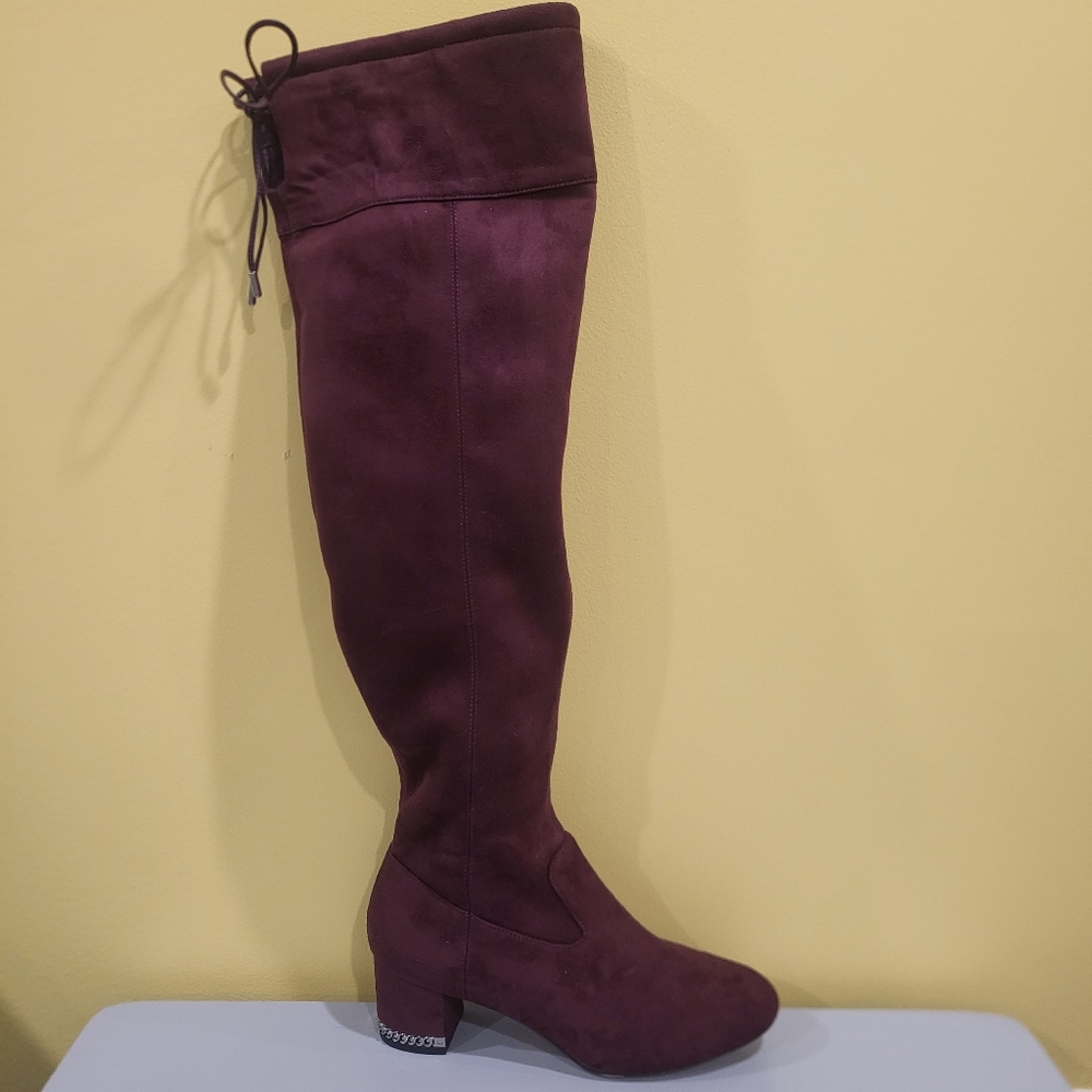 MICHAEL KORS Jami Burgundy Over the Knee Boot Womens  8